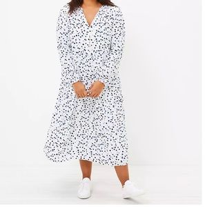 Loft Midi Dress- white with blue dots XXL